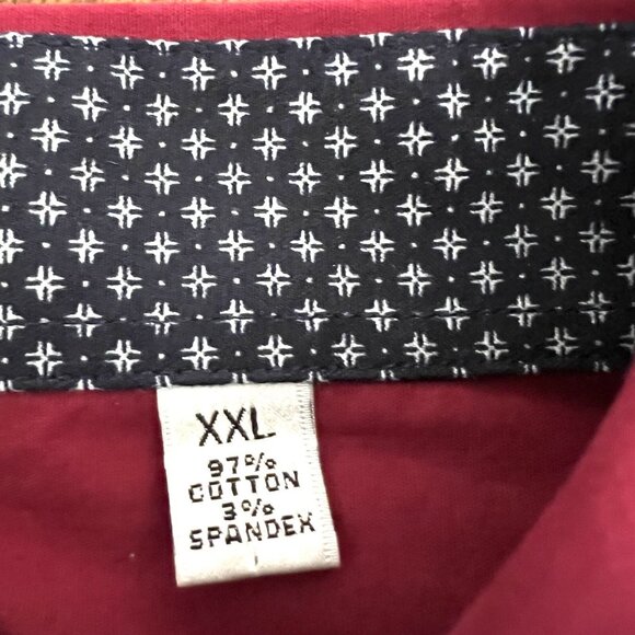 Alex Vando Men's Shirt XXL Long Sleeve Pattern Collar Cuffs Button Up Burgundy - Picture 6 of 9